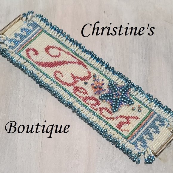 Beach blanket themed beaded bracelet off loom technique bracelet - Picture 1 of 4